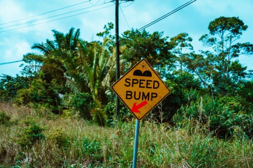 Belize Highway, Speed Bump Sign